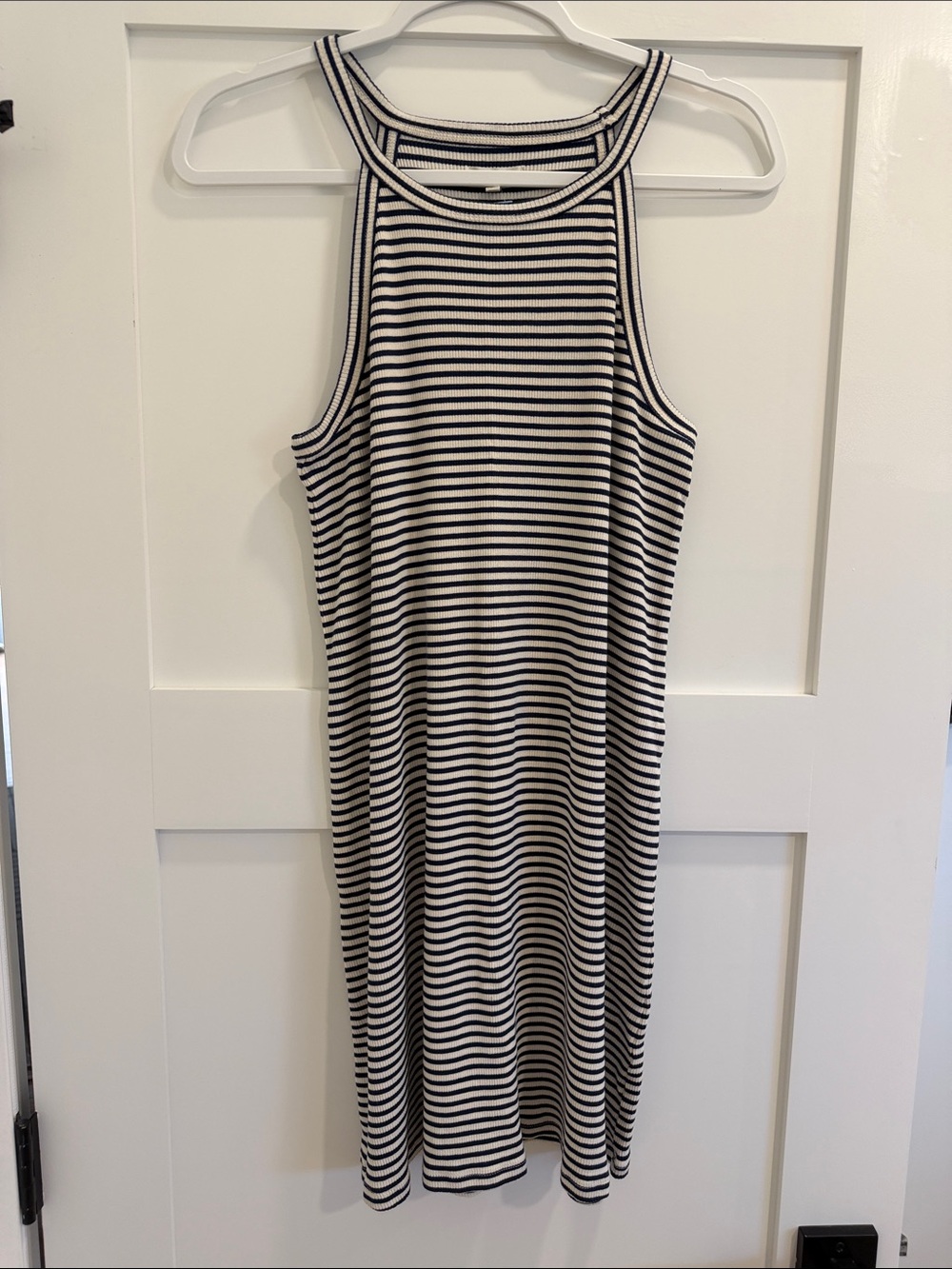 Madewell Navy & White Striped Midi Tank Dress
